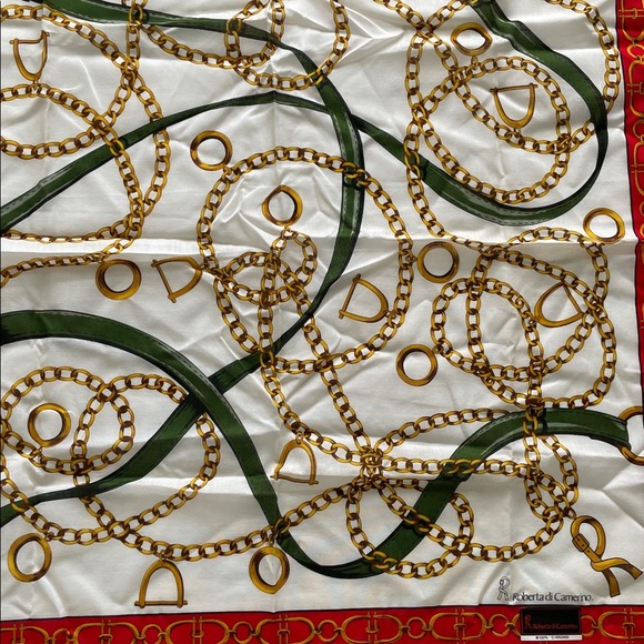 Roberta Di Camerino Vintage Red and Gold Patterned Handkerchief - Picture 10 of 10